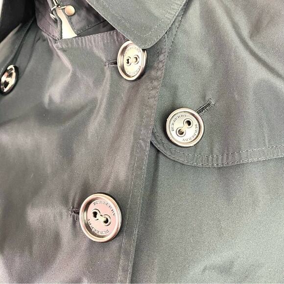 BURBERRY BLACK LONG LIGHTWEIGHT BELTED RAIN TRENCH COAT SIZE 6 - Picture 15 of 16